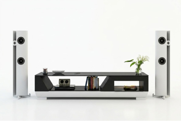 RTV TV dressoir Leder Glas Tisch televisiekast Tabel Lowboard Mo.I