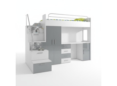 Jongerenbed Compleet Slaapkamerontwerp Kinderbed Bedden Kast Tafel GRIJS