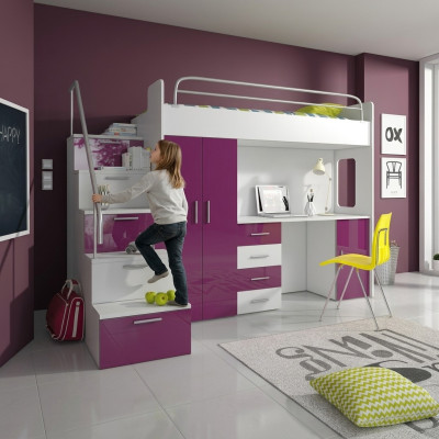 Stapelbed stapelbed tweepersoonsbed jeugdbed bedden met kast tafel RAJ4