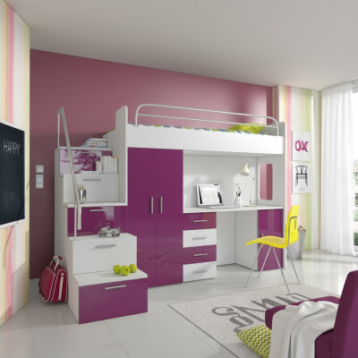 Stapelbed stapelbed tweepersoonsbed jeugdbed bedden met kast tafel RAJ4