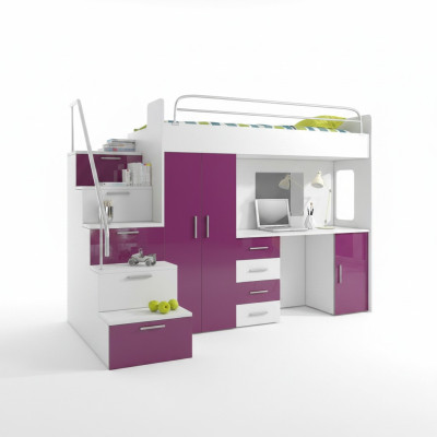 Stapelbed stapelbed tweepersoonsbed jeugdbed bedden met kast tafel RAJ4
