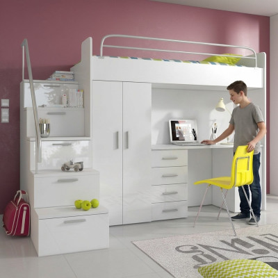 Stapelbed Stapelbed Tweepersoonsbed Jeugdbed Bedden met kast Tafel RAJ4w