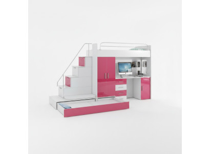 Stapelbed Tweepersoonsbed Bed Kledingkast Tienerkamer Kast Bureau