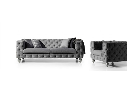 Sofa Chesterfield Set 252cm + Fauteuil Bank Designer Decor Bankstel