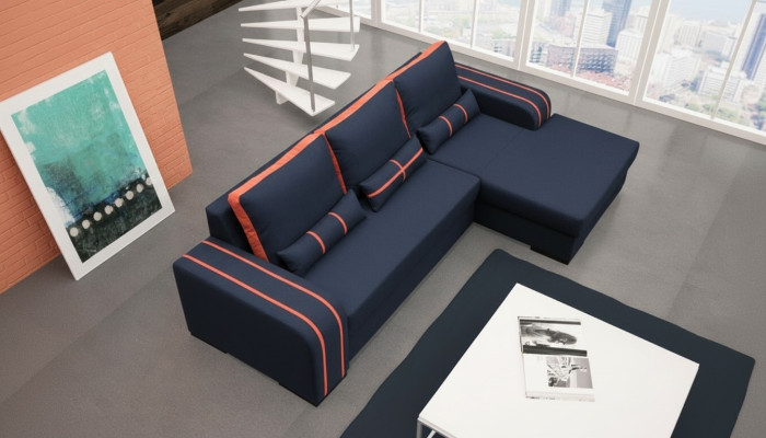 Slaapbank met slaapfunctie, opbergruimte - hoekbank, NIEUW ontwerp.