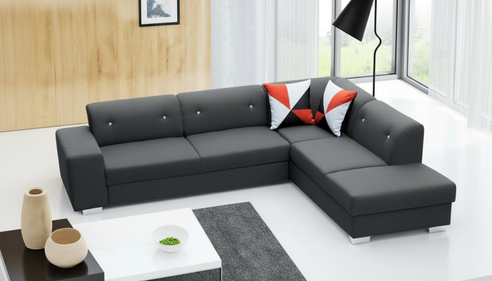 Sofa Slaapbank Designer Sofa met slaapfunctie + opbergruimte Hoekbank Bank NIEUW