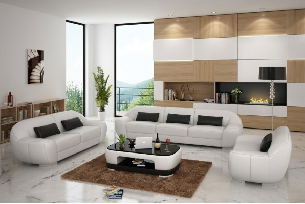 Sofaset 3+2+1 Bank Bekleding Zit Lederen Set Nieuw Homberg W