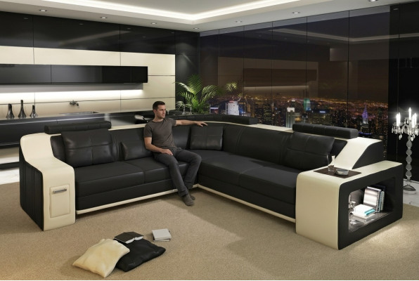 Stijlvol wonen L-vormige kunstlederen bank voor maximaal comfort.