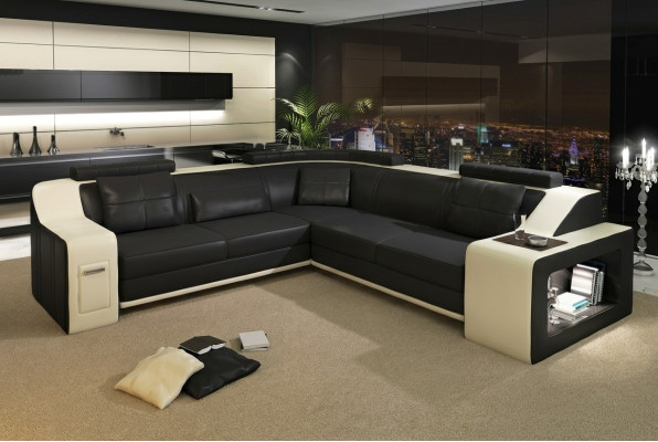 Stijlvol wonen L-vormige kunstlederen bank voor maximaal comfort.