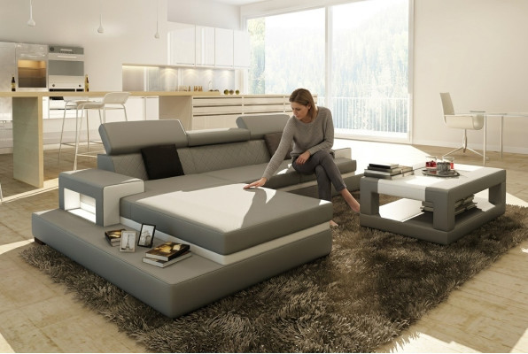 Hoekbank gestoffeerde bank bank bank woonlandschap set zitting hoek textiel leer