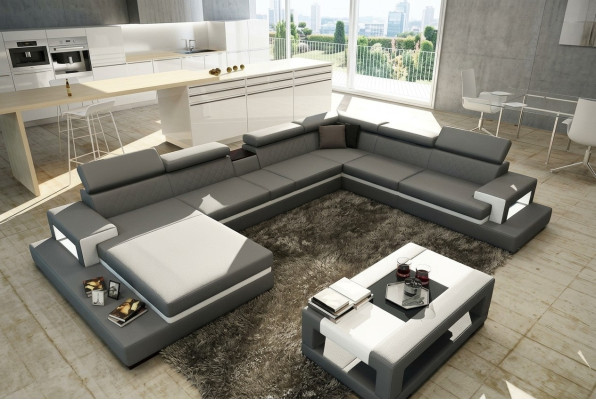 Leren bank Bank Hoekbank U-vorm Bank Woonlandschap Designerstoel Hoek