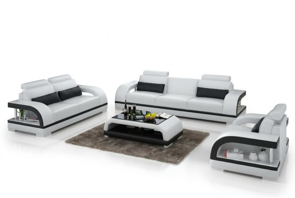 Designer bankstel leren bankstel set 3+2+1 set bank bank nieuw citadel Wit