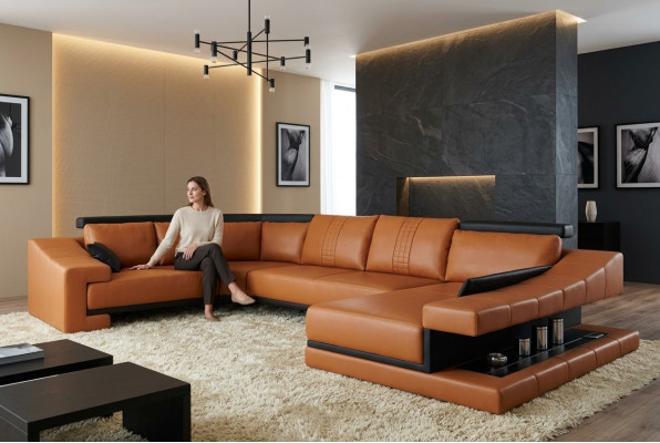 Leren bankstel woonlandschap XXL hoekbank Bigsofa bankstel ontworpen bank PHM105