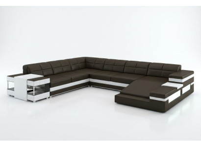 Ledersofa Bank Bank Bekleding Hoek Woonlandschap Hoekbank Ontwerp Leer PH3006 Nieuw
