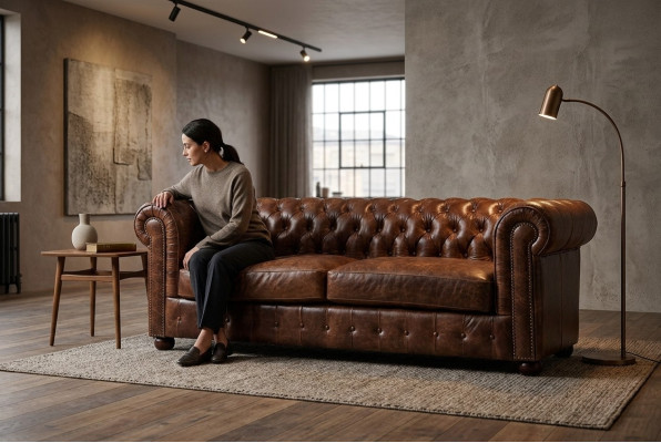Chesterfield Sofa Bank Polster 3-Zits Set Leder Textiel Bankstellen Nieuw