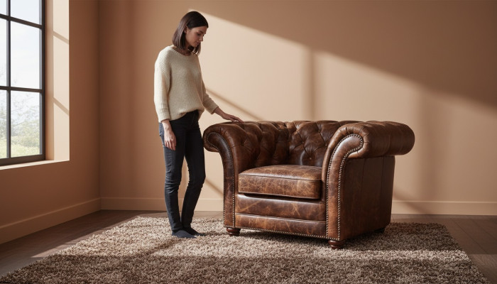 Chesterfield Bank Bank Bekleding 1 Zits Fauteuil Bankstellen Design Bekleding Leer Nieuw