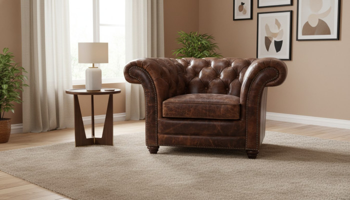 Chesterfield Bank Bank Bekleding 1 Zits Fauteuil Bankstellen Design Bekleding Leer Nieuw