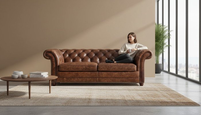 Chesterfield 100% Echt Leer Leren bank Bank Bank Bekleding Klassieke Banken