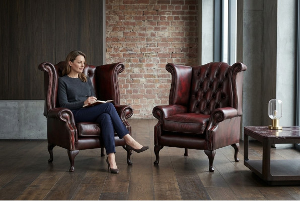 Echter Chesterfield oorfauteuil fauteuil bank sofa bekleding zit lounge antiek