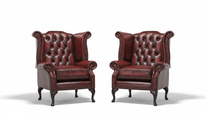 Echter Chesterfield oorfauteuil fauteuil bank sofa bekleding zit lounge antiek