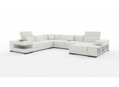 Sneeuwwit design hoekbank in U-vorm voor een luxueuze woonomgeving.