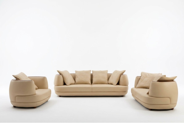 Sofa set Royal Luxe Designerbank bekleding 3+2+1 leer Bank Zitbank BeigeA
