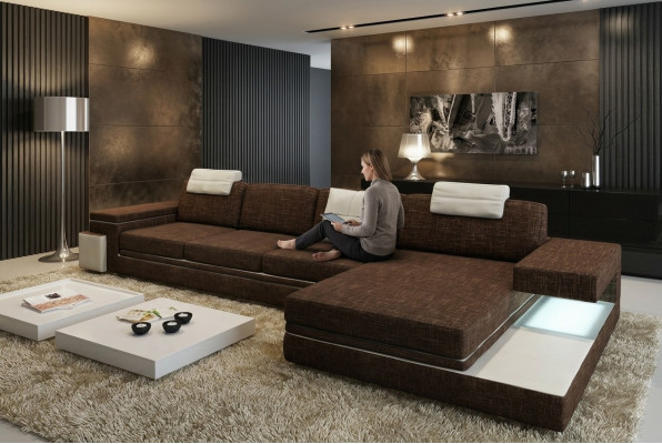 Ontwerp leren bank bank bank bekledings decor woonlandschap hoekbank hoekstel.