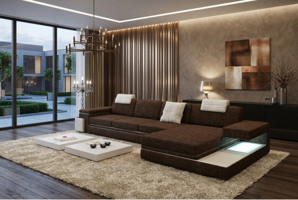 Ontwerp leren bank bank bank bekledings decor woonlandschap hoekbank hoekstel.
