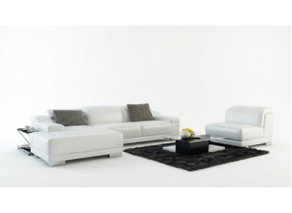 Ledersofa Bank Bank Woonlandschap Hoekbank Hoek Set Ontwerp + Fauteuil K5002D