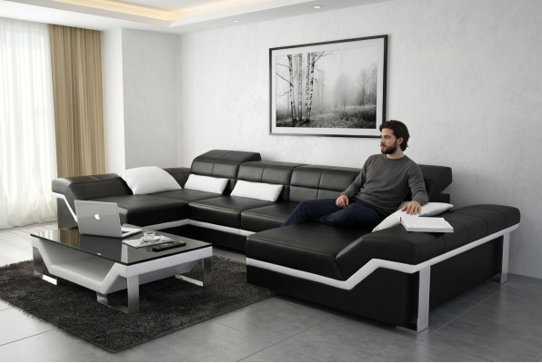Leren bank Bank Bank Woonlandschap Hoekbank Set Ontwerp Modern Bankstel K5007C