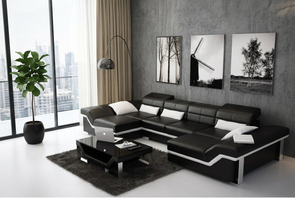 Leren bank Bank Bank Woonlandschap Hoekbank Set Ontwerp Modern Bankstel K5007C