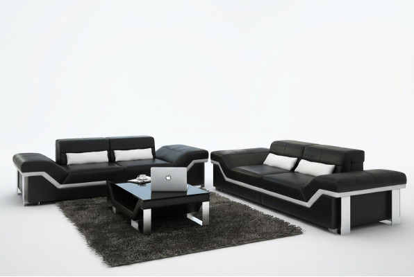 Leren bank Bank Bank Woonlandschap 3+3 set Design Modern Banken Nieuw