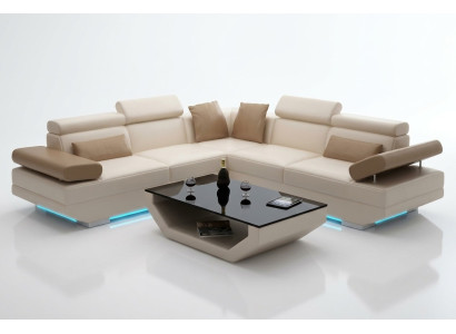 Leren bank Bank Bank Woonlandschap Hoekbank Set Ontwerp Modern Bank K5009B