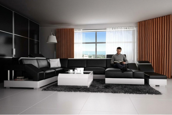 Lederen bank Bank Bank Woongebied Hoekbank Set Ontwerp Modern Bank K5011