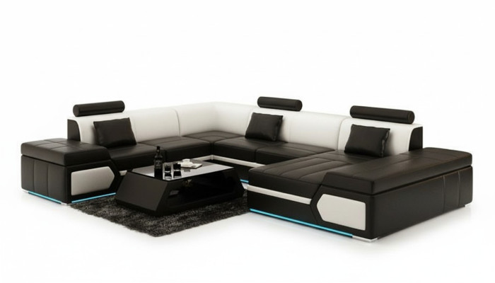 Ledersofa Bank Bank Woonlandschap Hoekbank Set Modern Design Bankstel K5013