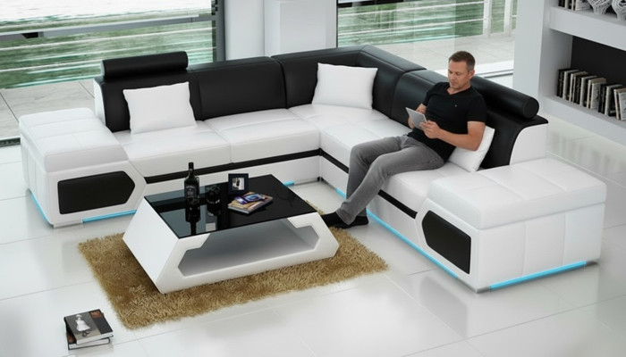 Leren hoekbank L-vorm Bank woonlandschap Decor hoekbank Modern stelontwerp