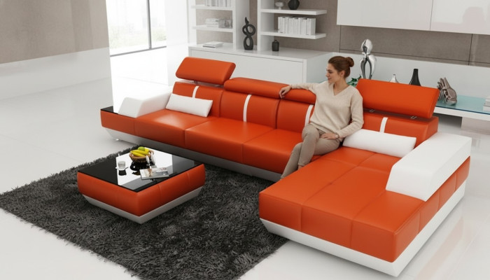 Leren hoekbank L-vorm bank woonlandschap hoekbank set design modern bank K5015B  Leren hoekbank L-vorm bank woonlandschap hoekbank set design modern bank K5015B