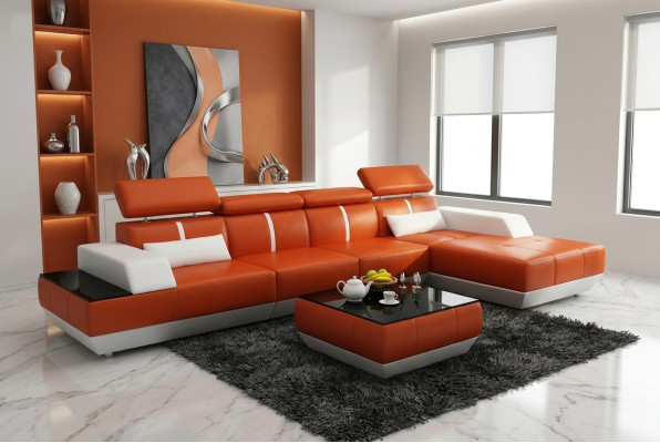 Leren hoekbank L-vorm bank woonlandschap hoekbank set design modern bank K5015B  Leren hoekbank L-vorm bank woonlandschap hoekbank set design modern bank K5015B