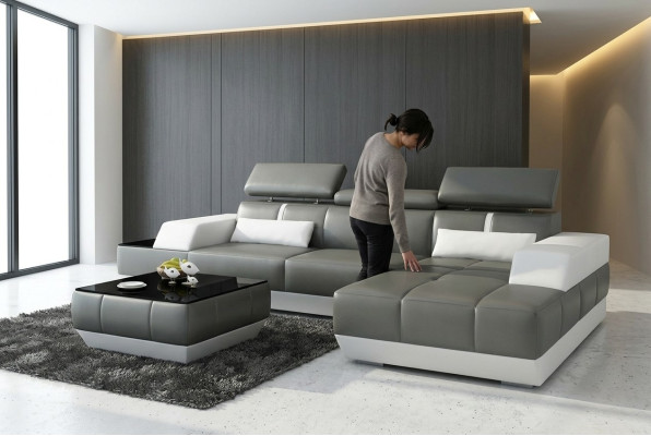 Moderne leren bank bankstel design woonlandschaps hoekbank set decor