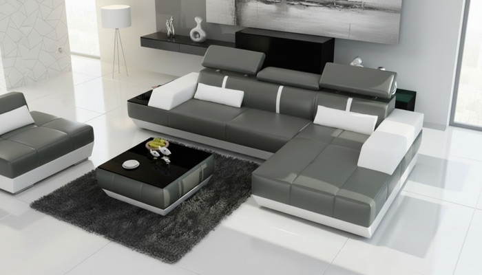 Moderne leren bank bankstel design woonlandschaps hoekbank set decor