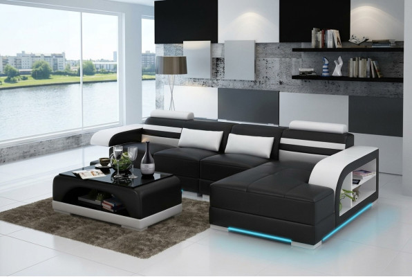 Lederen bank Bank Woonlandschap Hoekbank Hoekstel Modern ontwerp bankstel G8033C