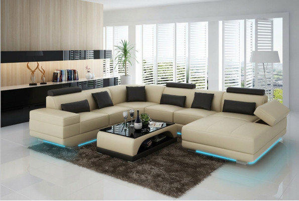 Leren bank Bank woonlandschap Hoekbank Hoekstel modern design Sofa
