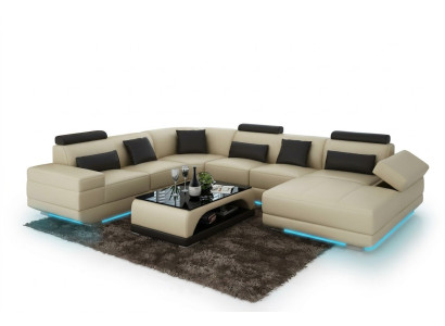 Leren bank Bank woonlandschap Hoekbank Hoekstel modern design Sofa