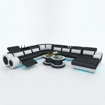 Leren bank bank woonlandschap hoekbank hoekbank set ontwerp modern bankstel