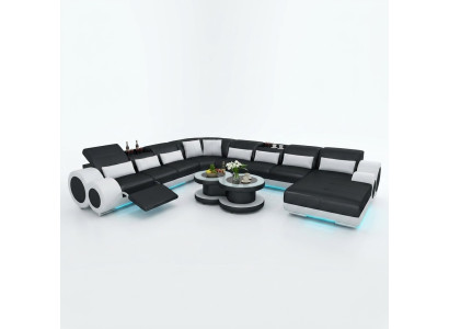 Leren bank bank woonlandschap hoekbank hoekbank set ontwerp modern bankstel