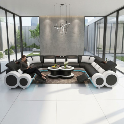 Leren bank Bank Woonlandschap Hoekbank Hoekstel Design Modern Bank G8035B