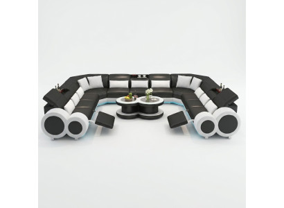 Leren bank Bank Woonlandschap Hoekbank Hoekstel Design Modern Bank G8035B