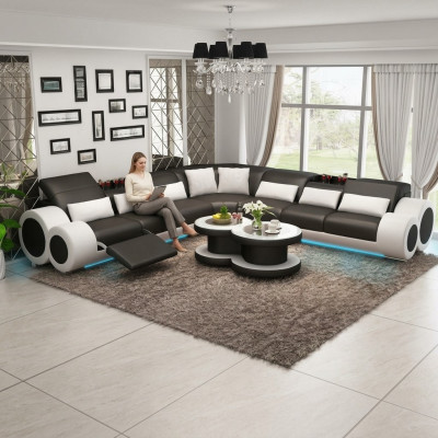 Lederen bank Bank Woonlandschap Hoekbank Hoek Opstelling Ontwerp Modern Bankstel G8035C