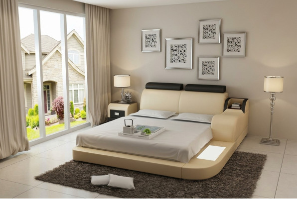 Bed Design Luxe Luxe Bedden Leer Moderne Slaapkamer 140/160/180 LB8813