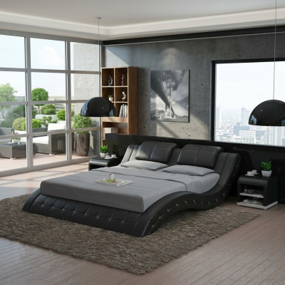 Luxe leren bed ontwerp gestoffeerde bedden dubbel huwelijk 140/160/180 LB8824B